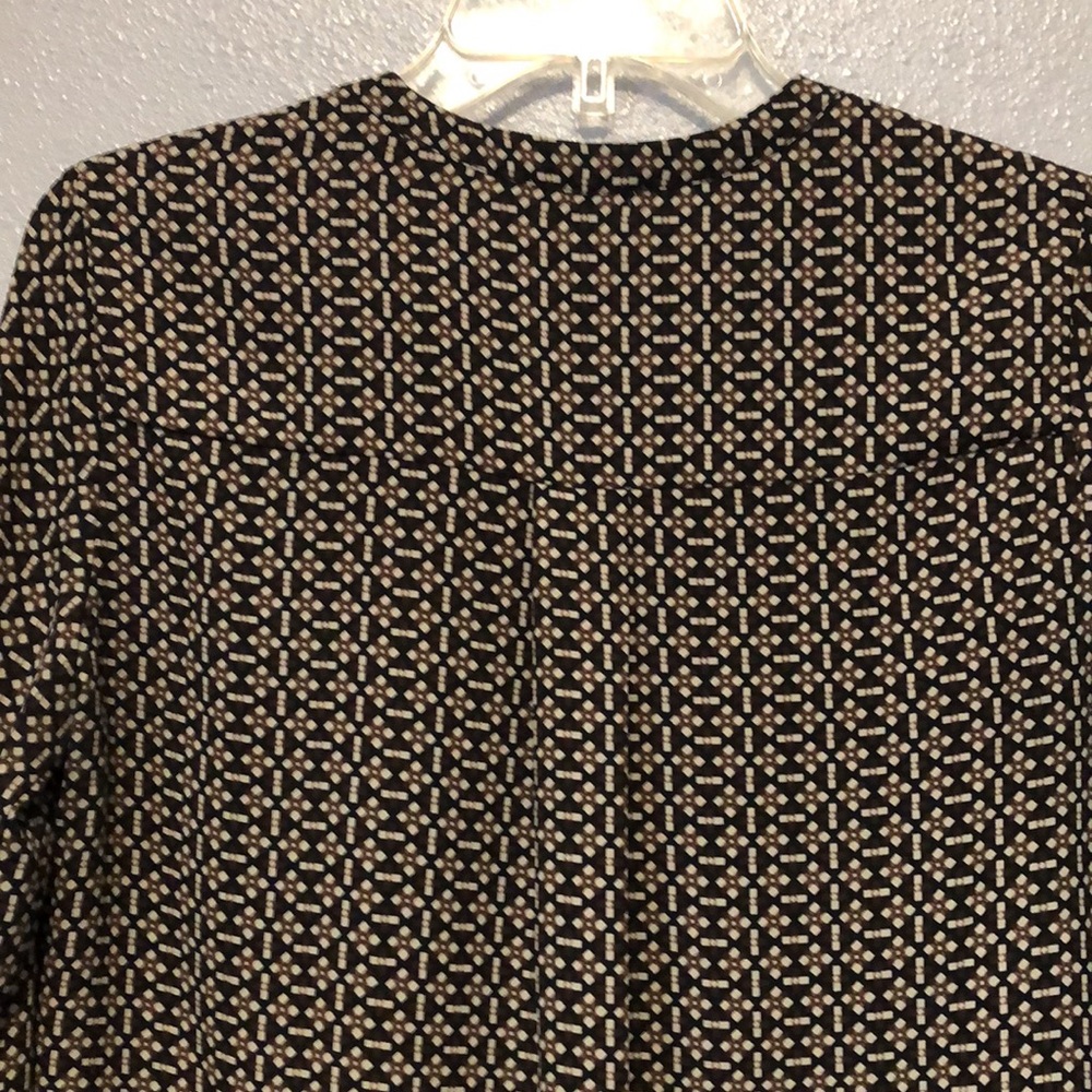 Pleione blouse Women's Small S long sleeve black brown abstract shirt top EUC - Picture 11 of 11